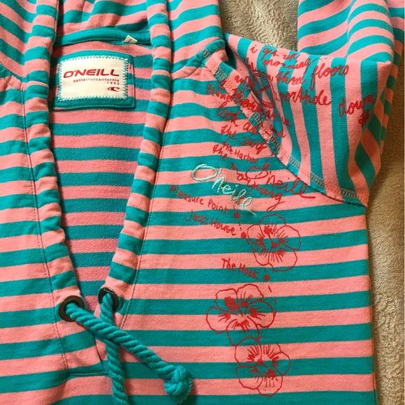 O’Neill pink blue stripe graffiti hoodie Size L - Picture 5 of 12